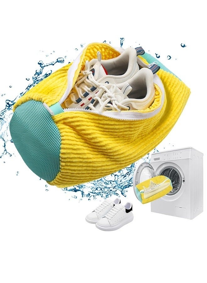 Shoe washing Bag , Laundry Bag For Shoes ,Portable Travel Shoe Storage Bag, Reusable sports shoe cleaning bag for washing machine ,Suitable for men's, women's and children's Thick and durable yellow(39CM*19CM) - Image 1